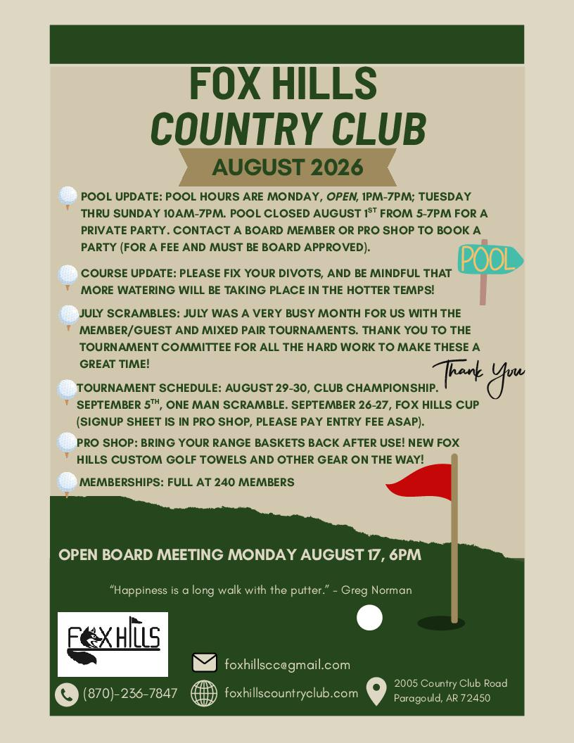 August 2026 Newsletter